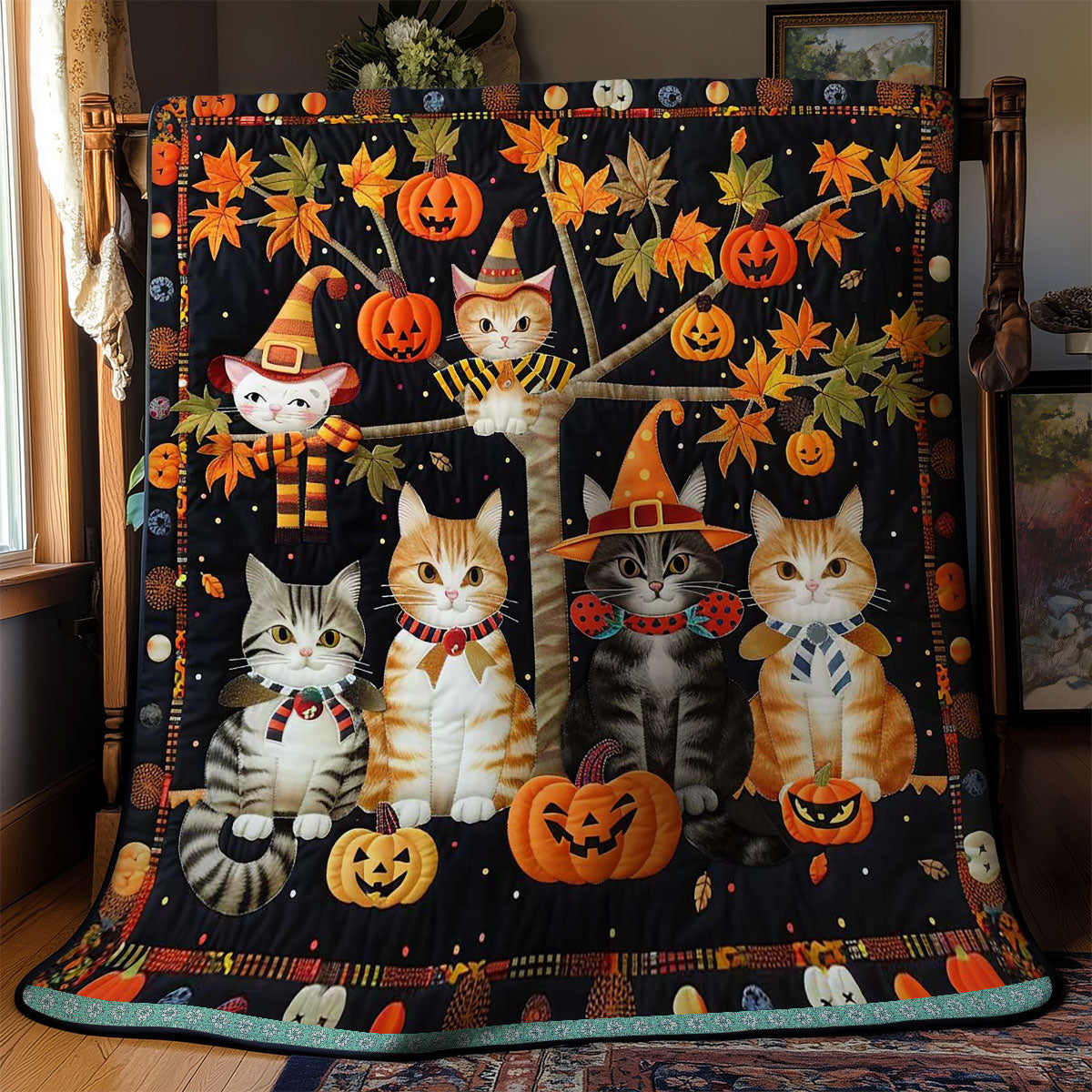 Cat Witch Halloween WN1609047CL Quilt