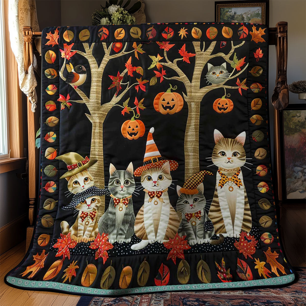 Cat Witch Halloween WN1609048CL Quilt