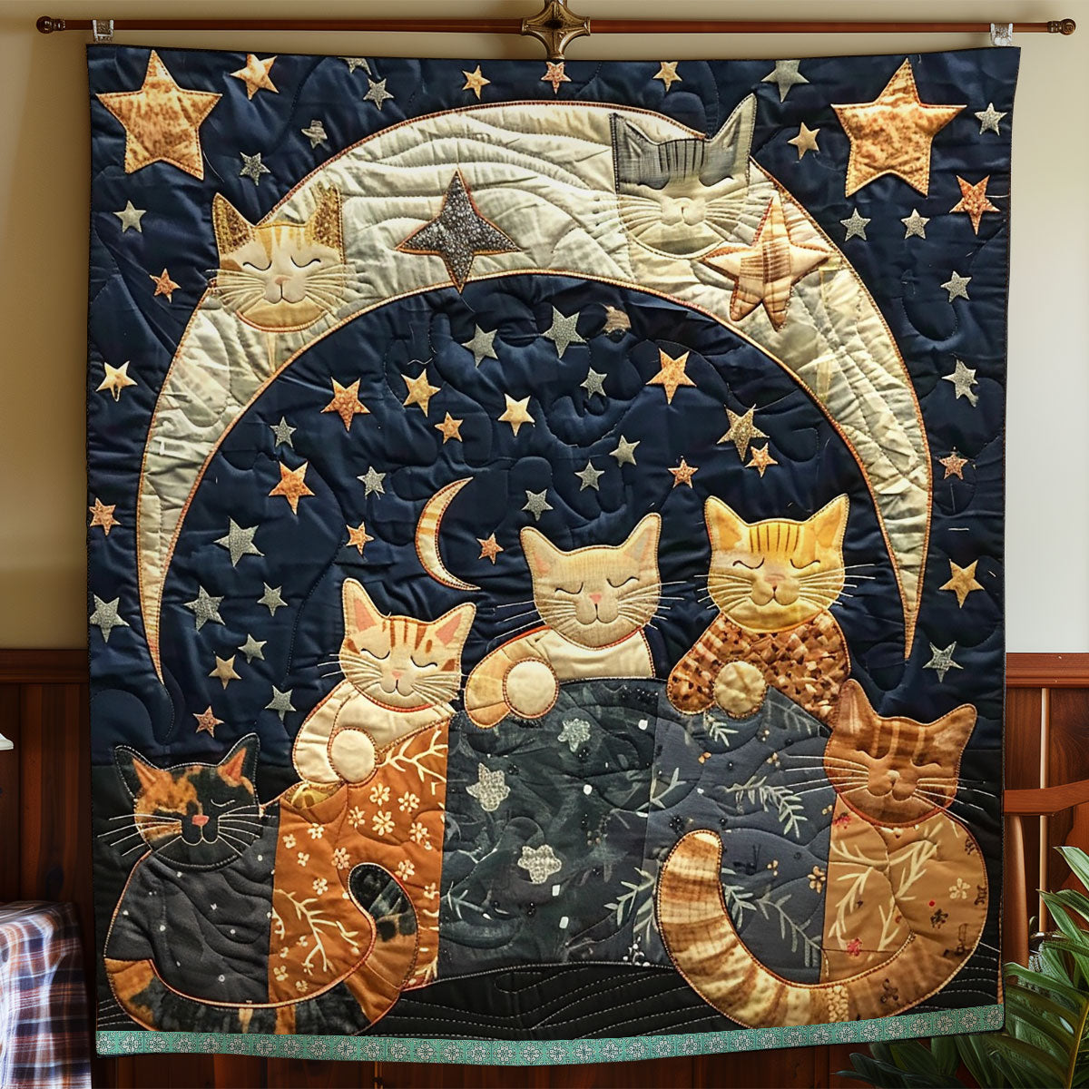 Cats’ Dreamy Crescent WN0909098CL Quilt