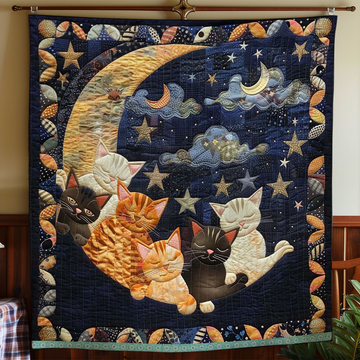 Cats’ Dreamy Crescent WN0909099CL Quilt