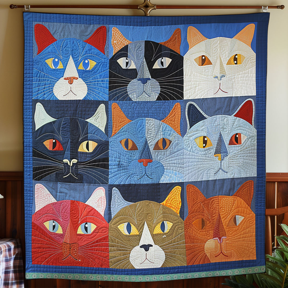 Cats' Sharp Gaze WN0909090CL Quilt