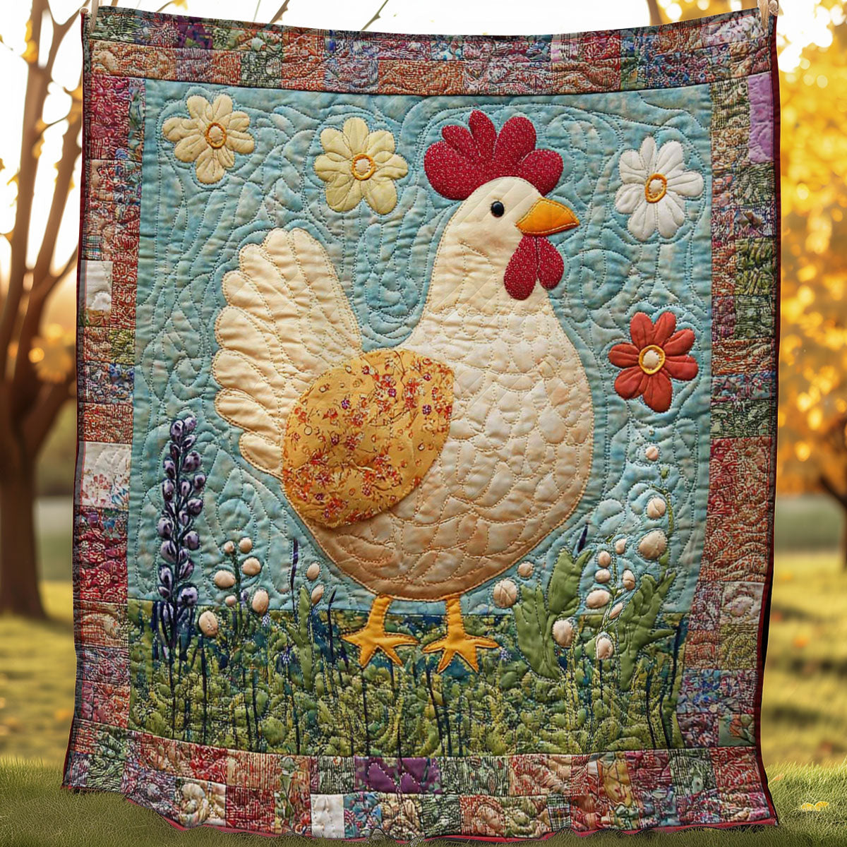 Chicken And Flowers WN0208006CL Quilt