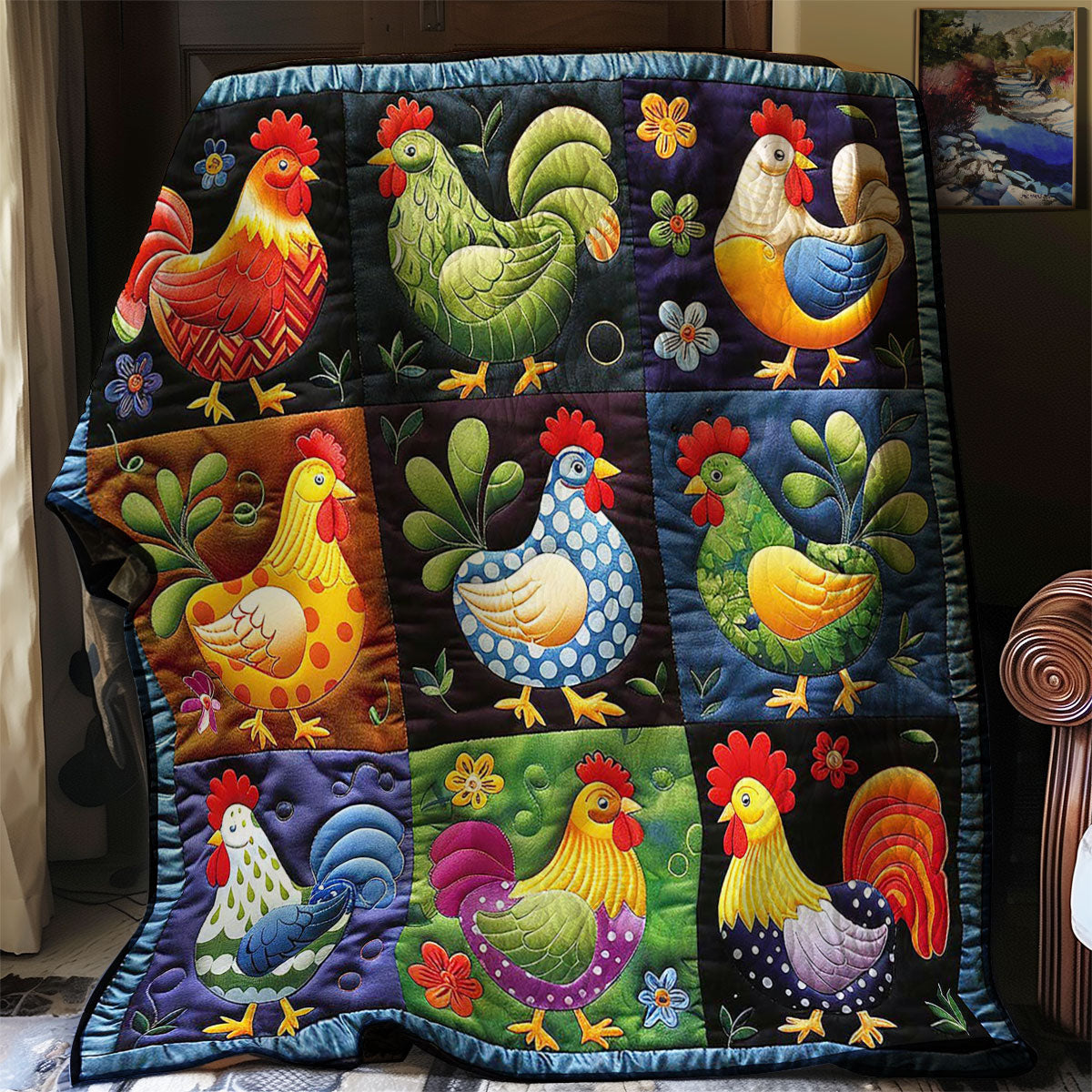 Chicken Chickens WM2907002CL Quilt