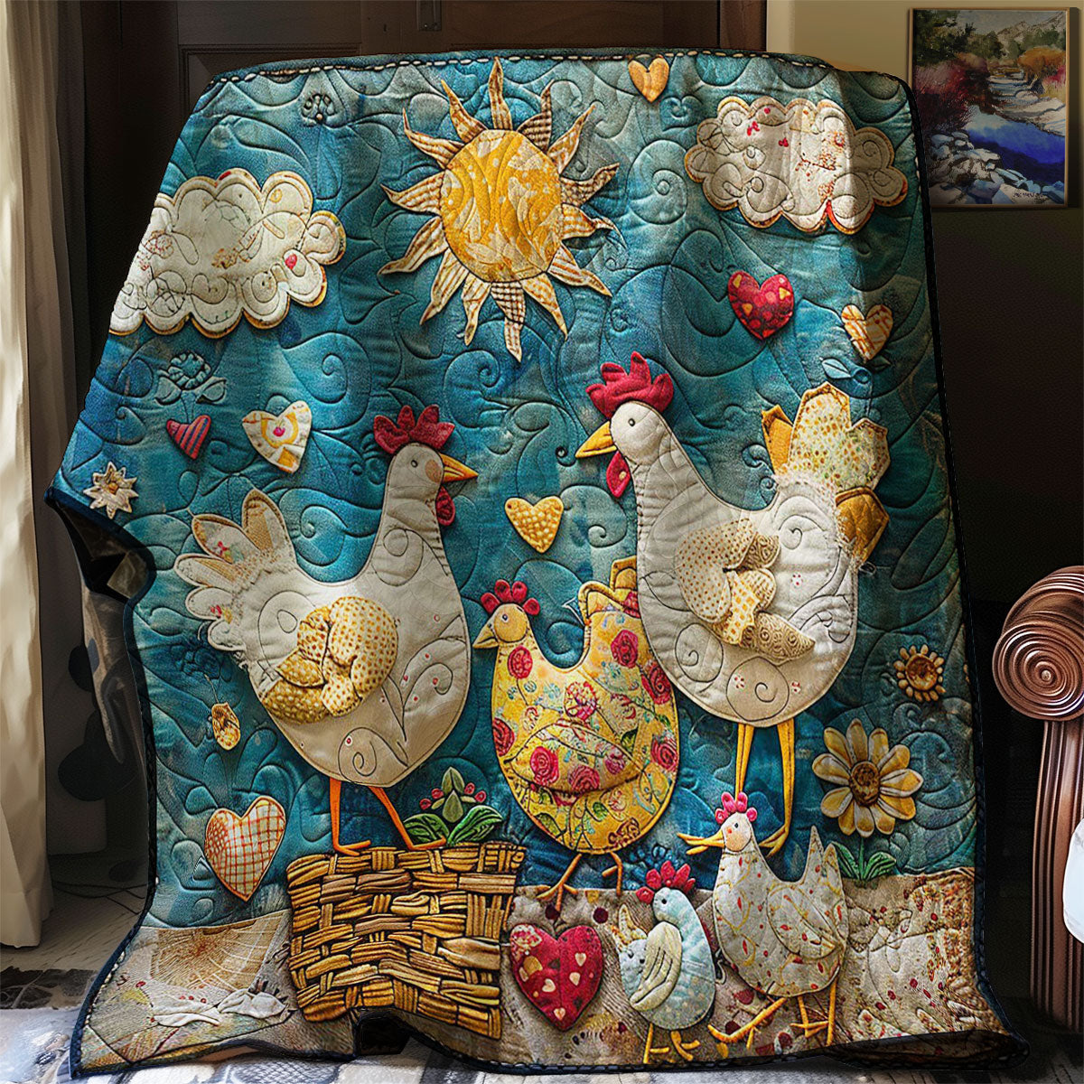 Chickens Family WM290701CL Quilt