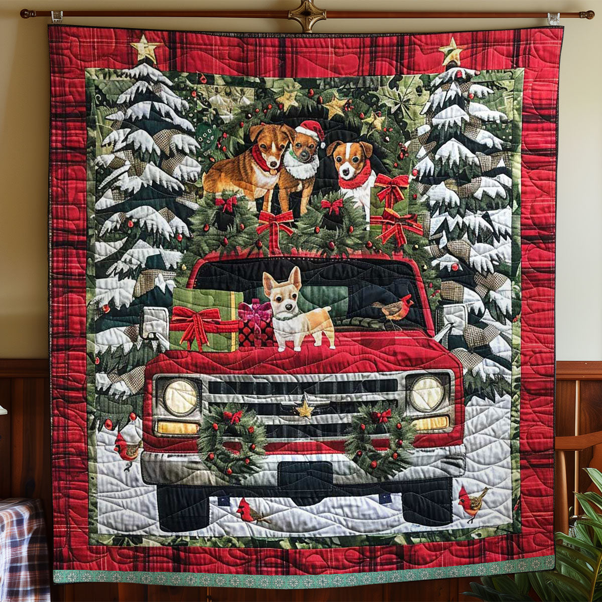 Chihuahua Holiday Truck WN1109036CL Quilt