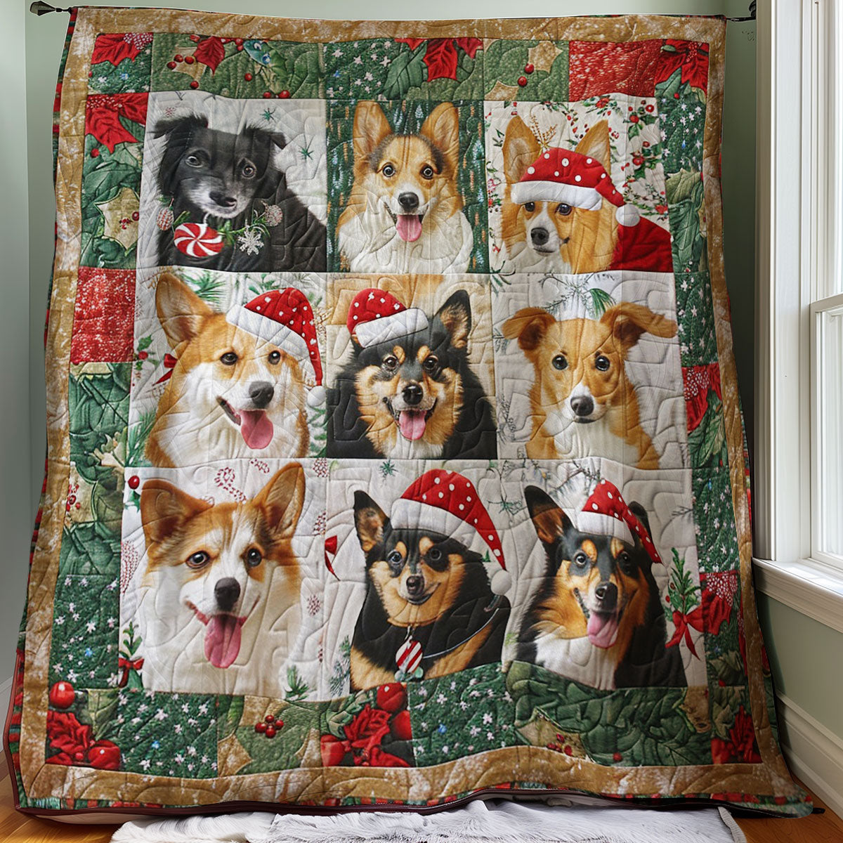 Christmas Cute Corgi WM1608018CL Quilt