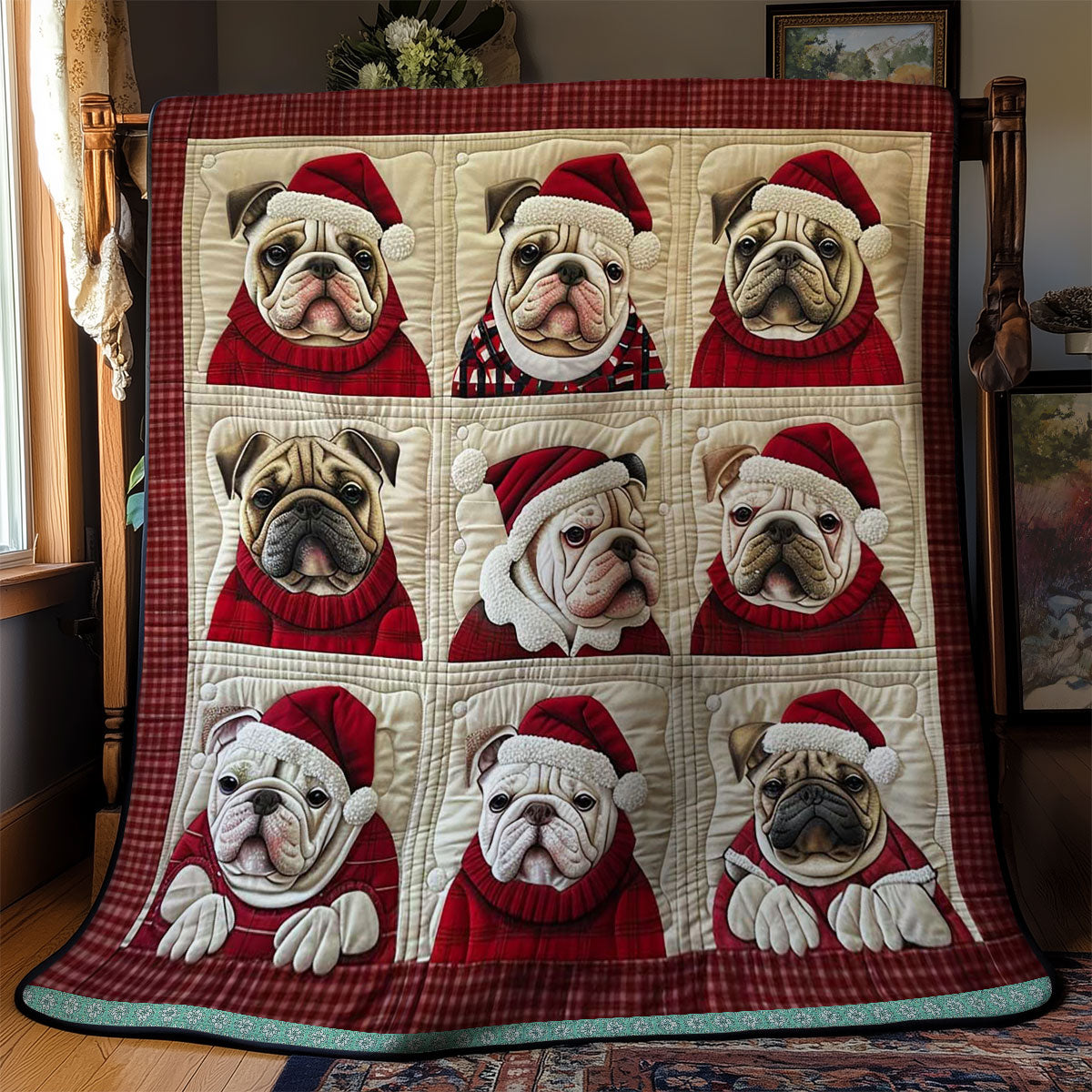 Christmas French Bulldogs WN1609080CL Quilt