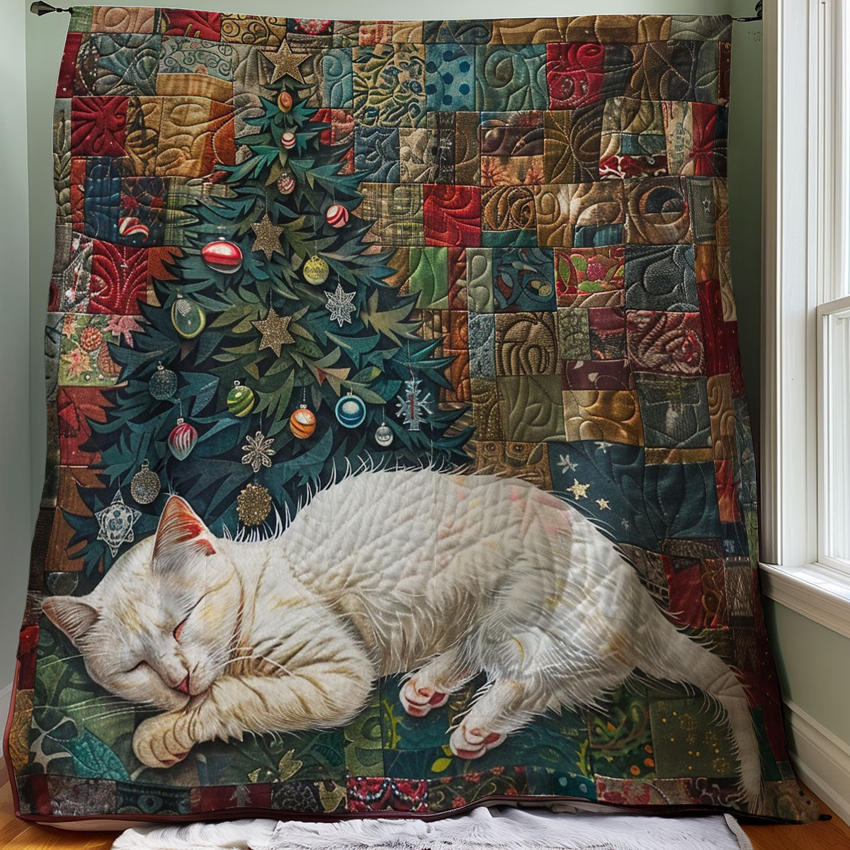 Christmas Sleeping Cat WM13080010CL Quilt