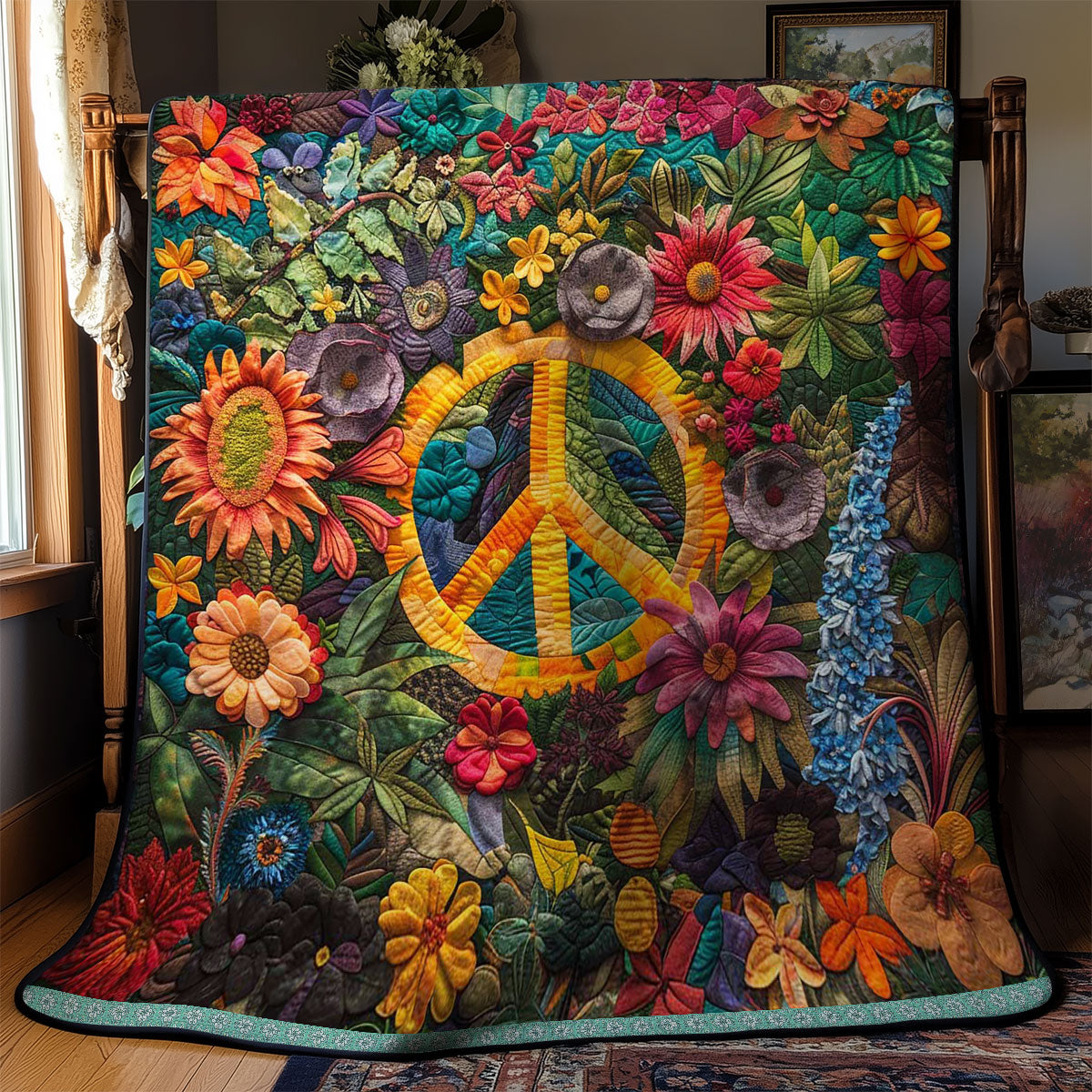 Circle Of Peaceful Petals WN1609038CL Quilt