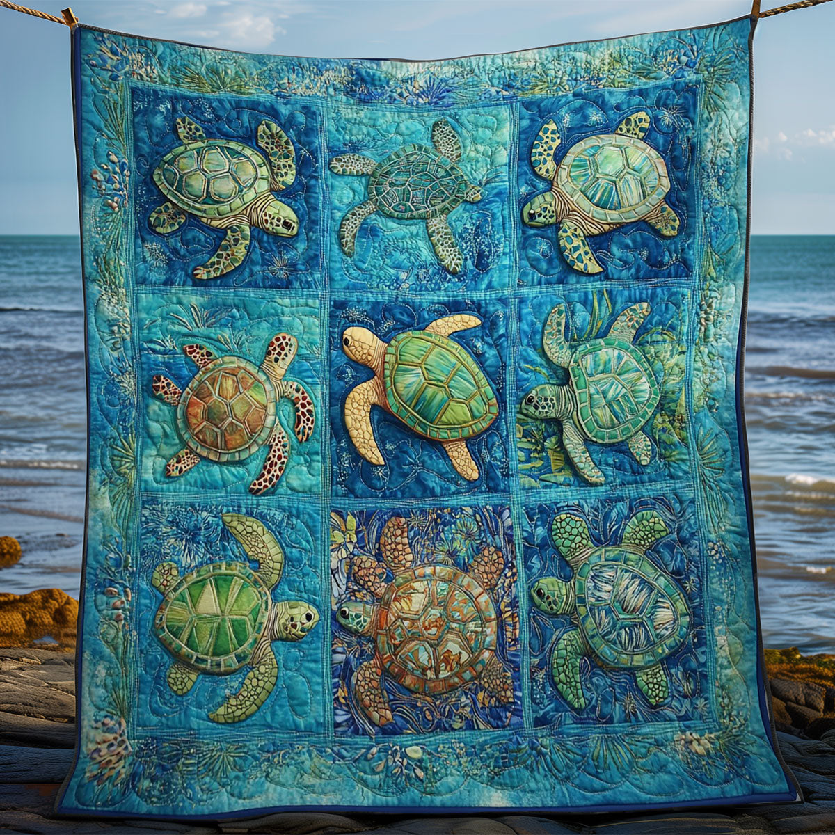 Clean Ocean Sea Turtle Tour WM2308019CL Quilt