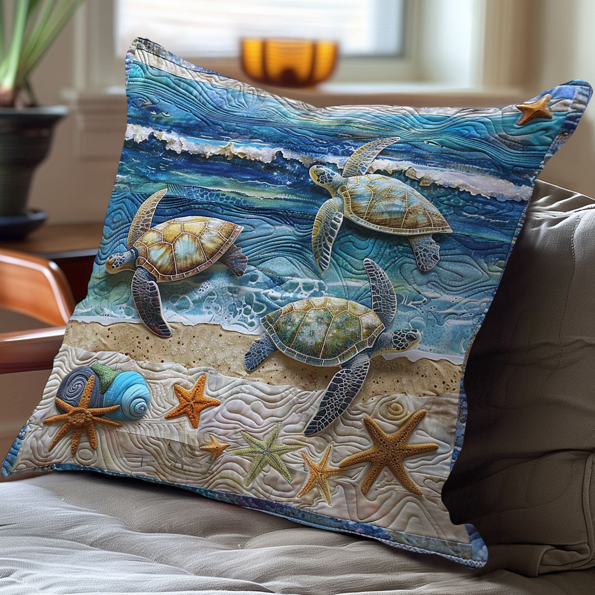 Coastal Turtle Cove WN1408105CL Quilt Pillow Case