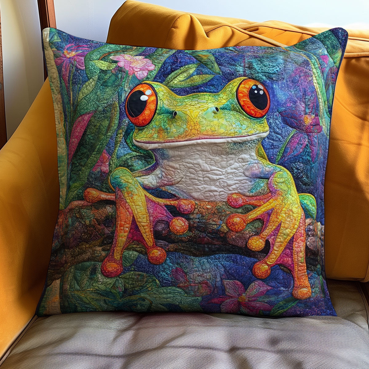 Colorful Frog WM0208153CL Quilt Pillow Case