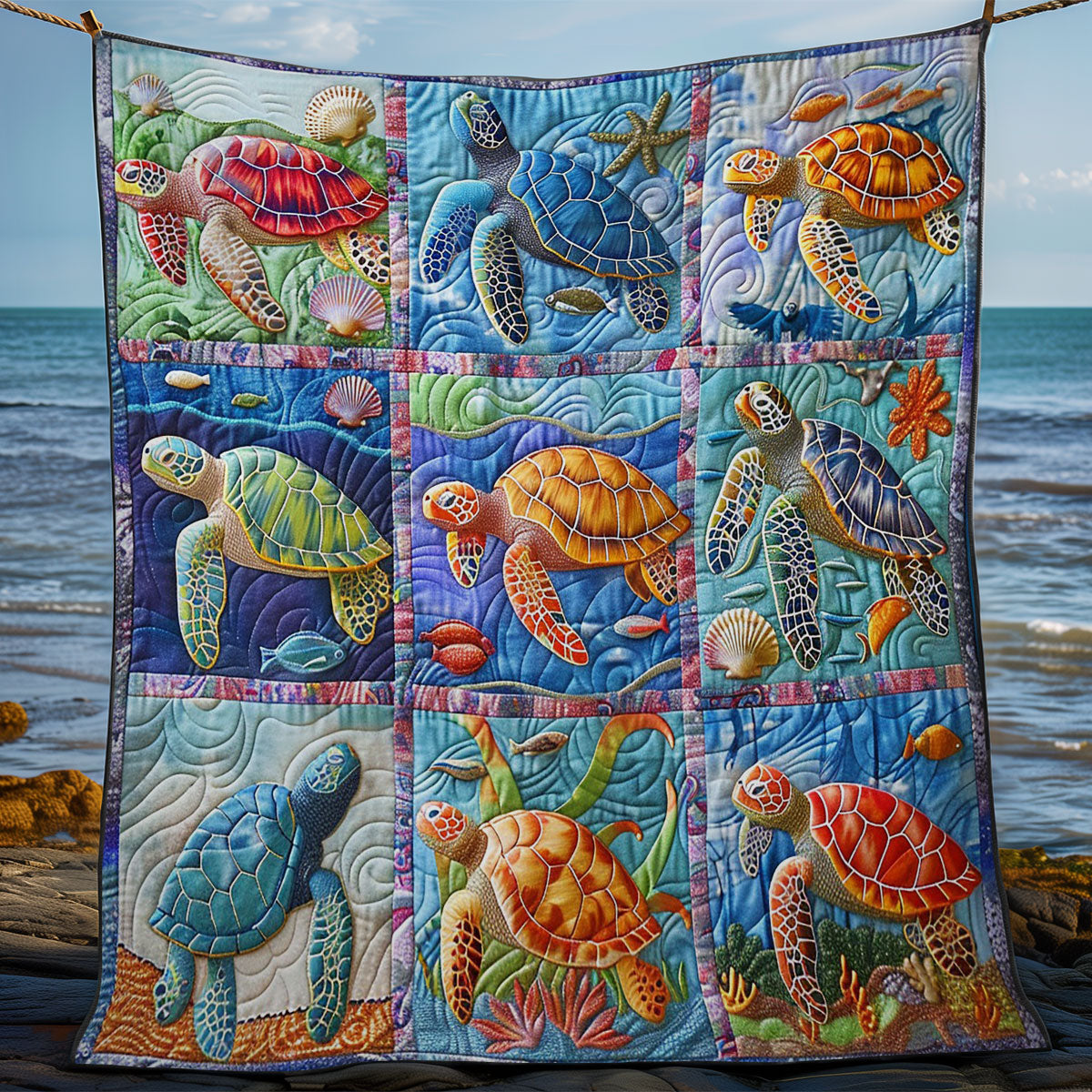 Colorful Sea Turtle WM3008039CL Quilt