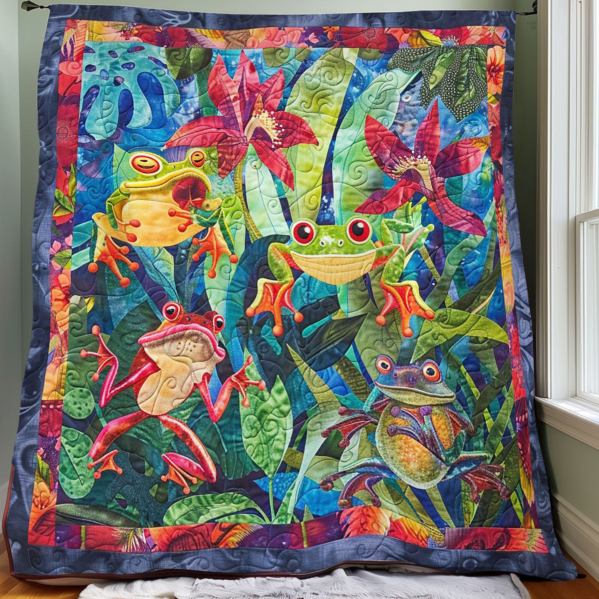 Colorful Tropical Frogs WM0808002CL Quilt