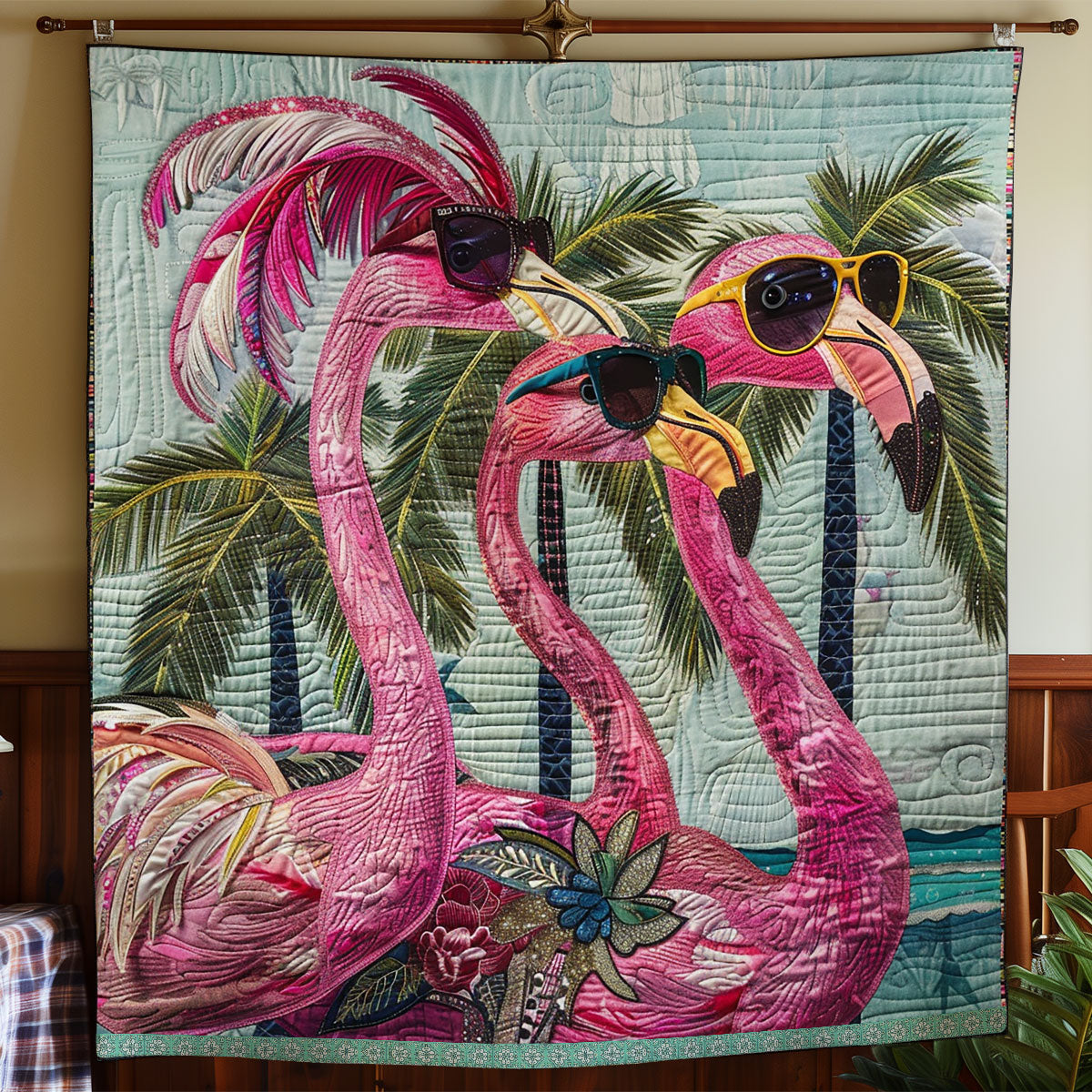 Cool Flamingo Shades WN0909040CL Quilt