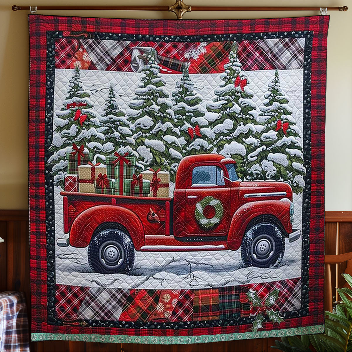 Cozy Christmas Red Truck WN1109007CL Quilt