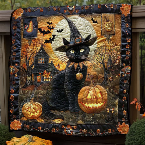 Creepy Cat and Pumpkin WN1908100CL Quilt