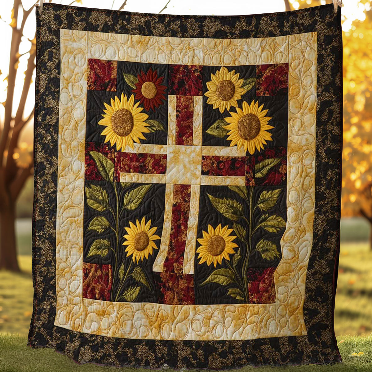 Cross And Sunflowers WN0208045CL Quilt