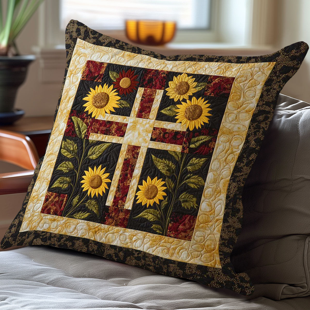 Cross And Sunflowers WN0208070CL Quilt Pillow Case