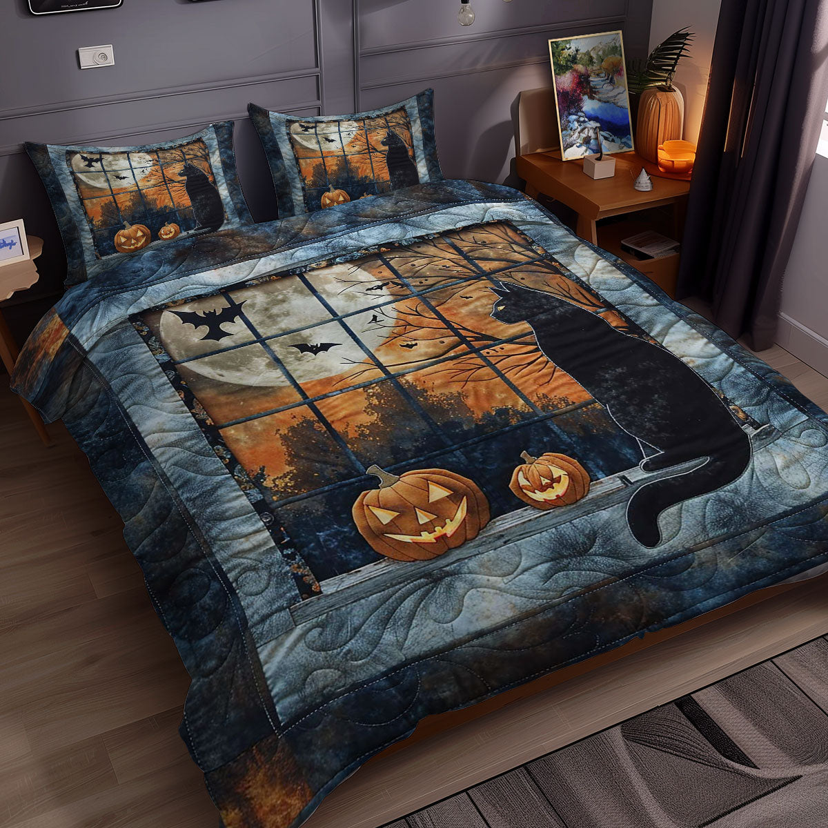 Christmas Cat And Pumpkins WN2407007CL Duvet Cover Set