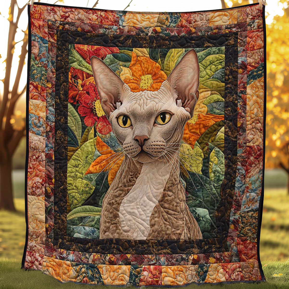 Devon Rex And Flowers WN0608088CL Quilt