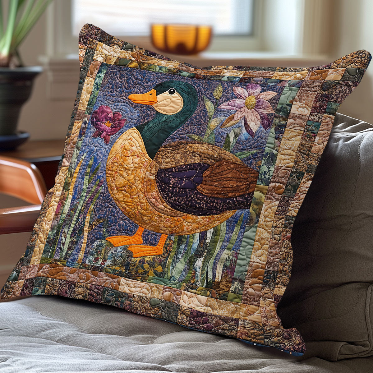 Duck And Flowers WN3107061CL Quilt Pillow Case