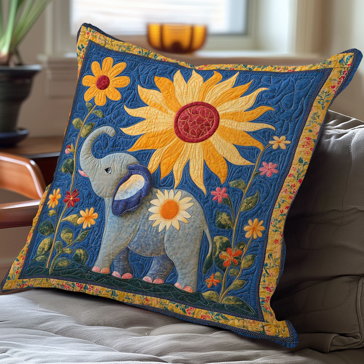 Elephant And Sunflowers WN0108005CL Quilt Pillow Case