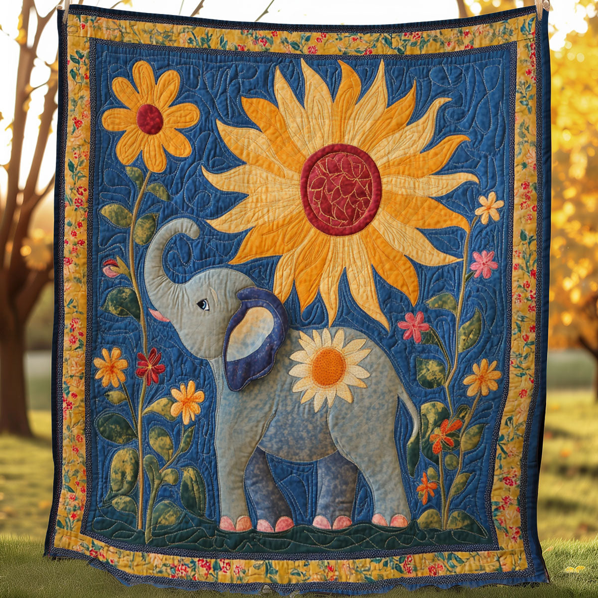 Elephant And Sunflowers WN0108056CL Quilt