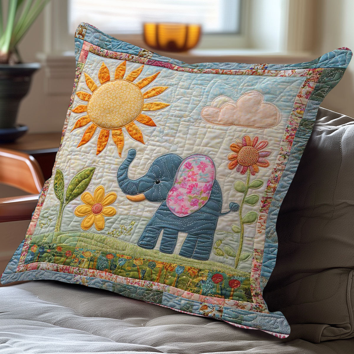 Elephant Patch Parade WN0108007CL Quilt Pillow Case