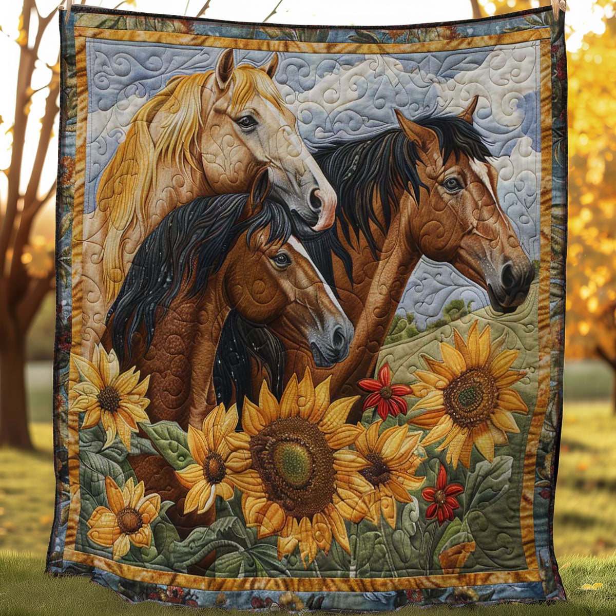 Equine Sunflowers WN3007038CL Quilt