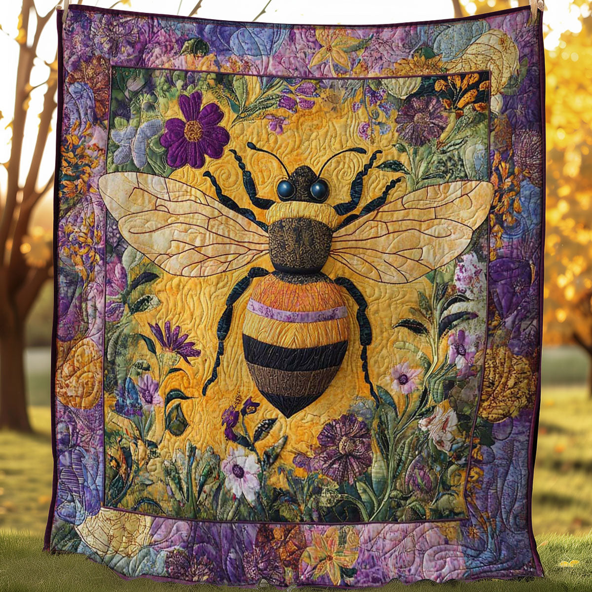 Fat Bees And Flowers WN3107027CL Quilt