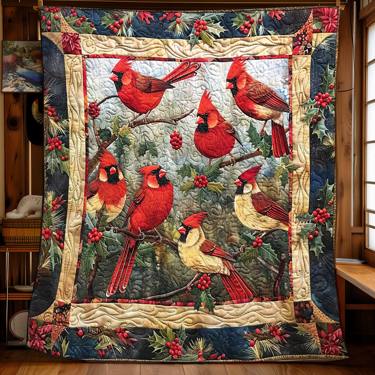 Festive Cardinal WN1608013CL Quilt