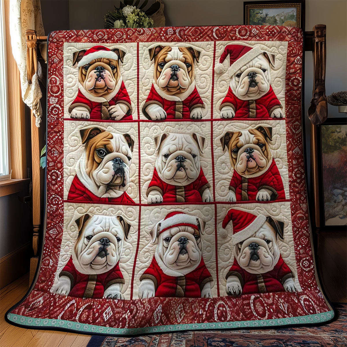 Festive French Bulldogs WN1609078CL Quilt