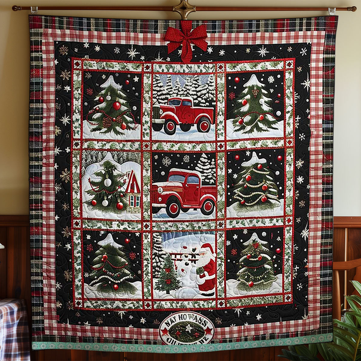 Festive Tree And Santa Truck WN1109042CL Quilt