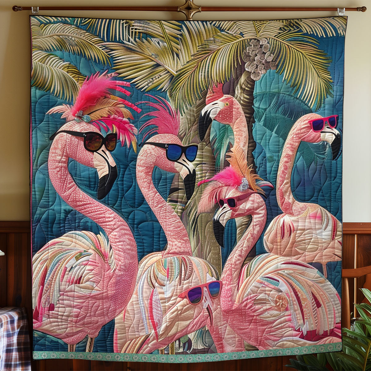 Flamingo In Sunglasses Bliss WN0909044CL Quilt