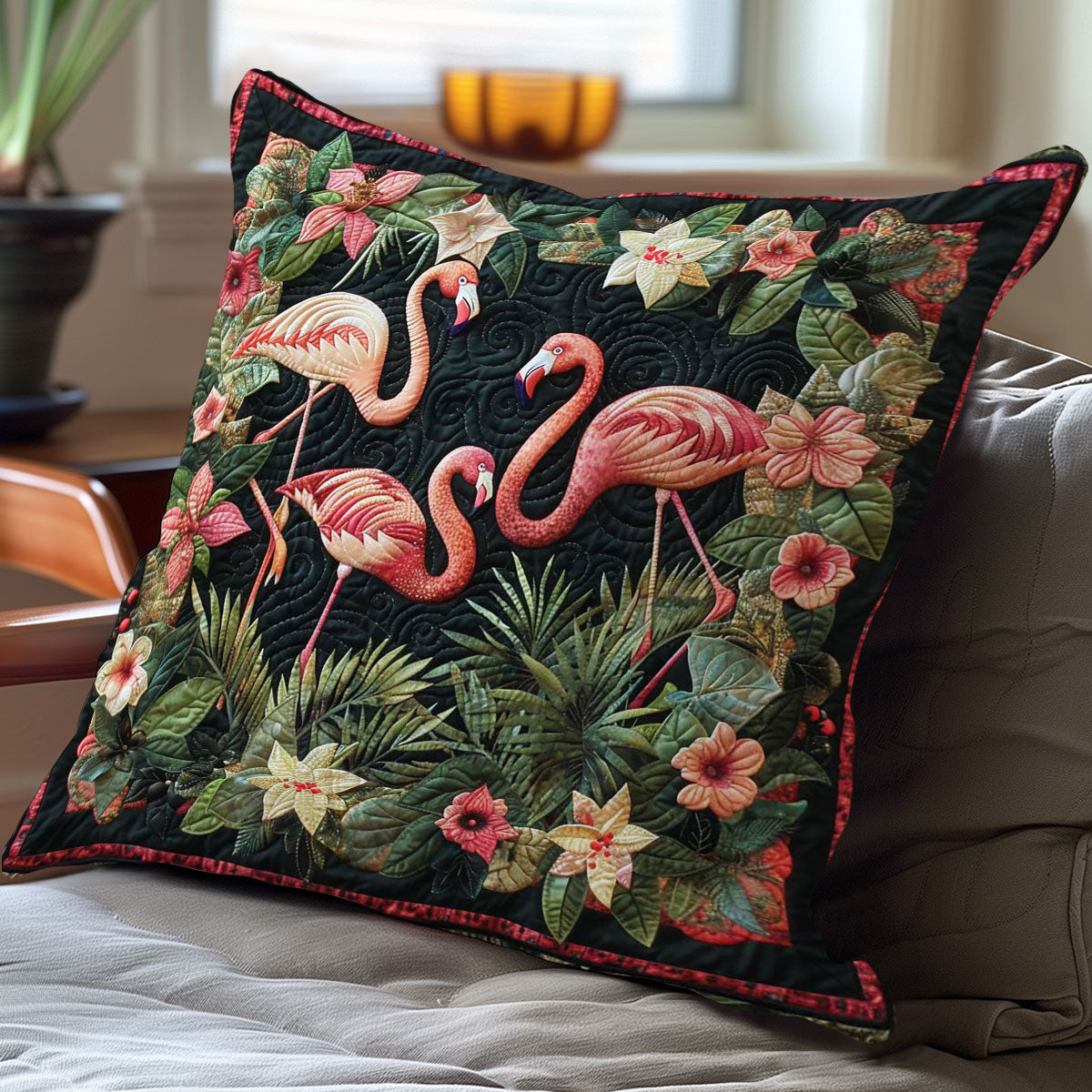 Flamingos And Flowers WN2907067CL Pillow Case