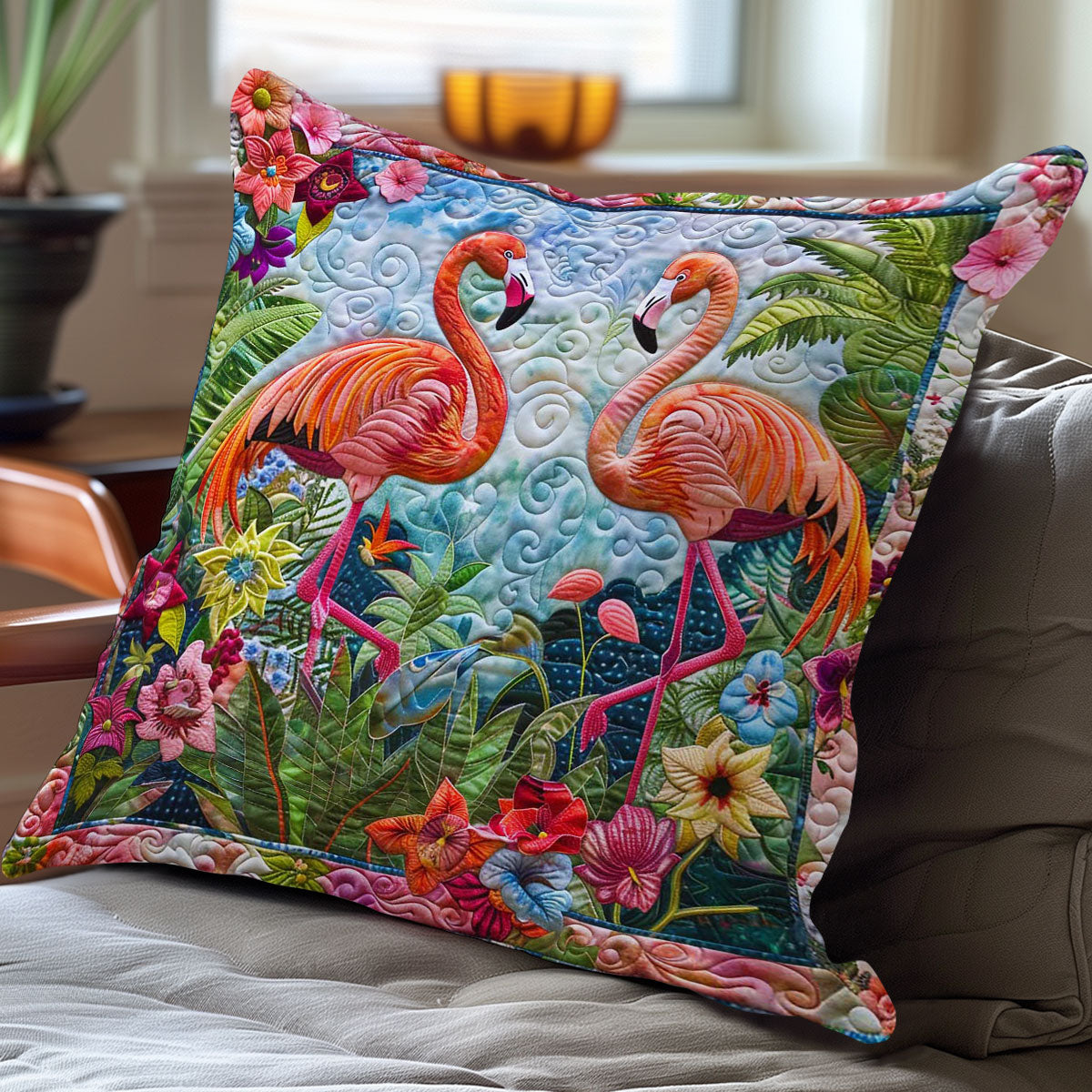 Flamingos Of Love WN2907068CL Pillow Case