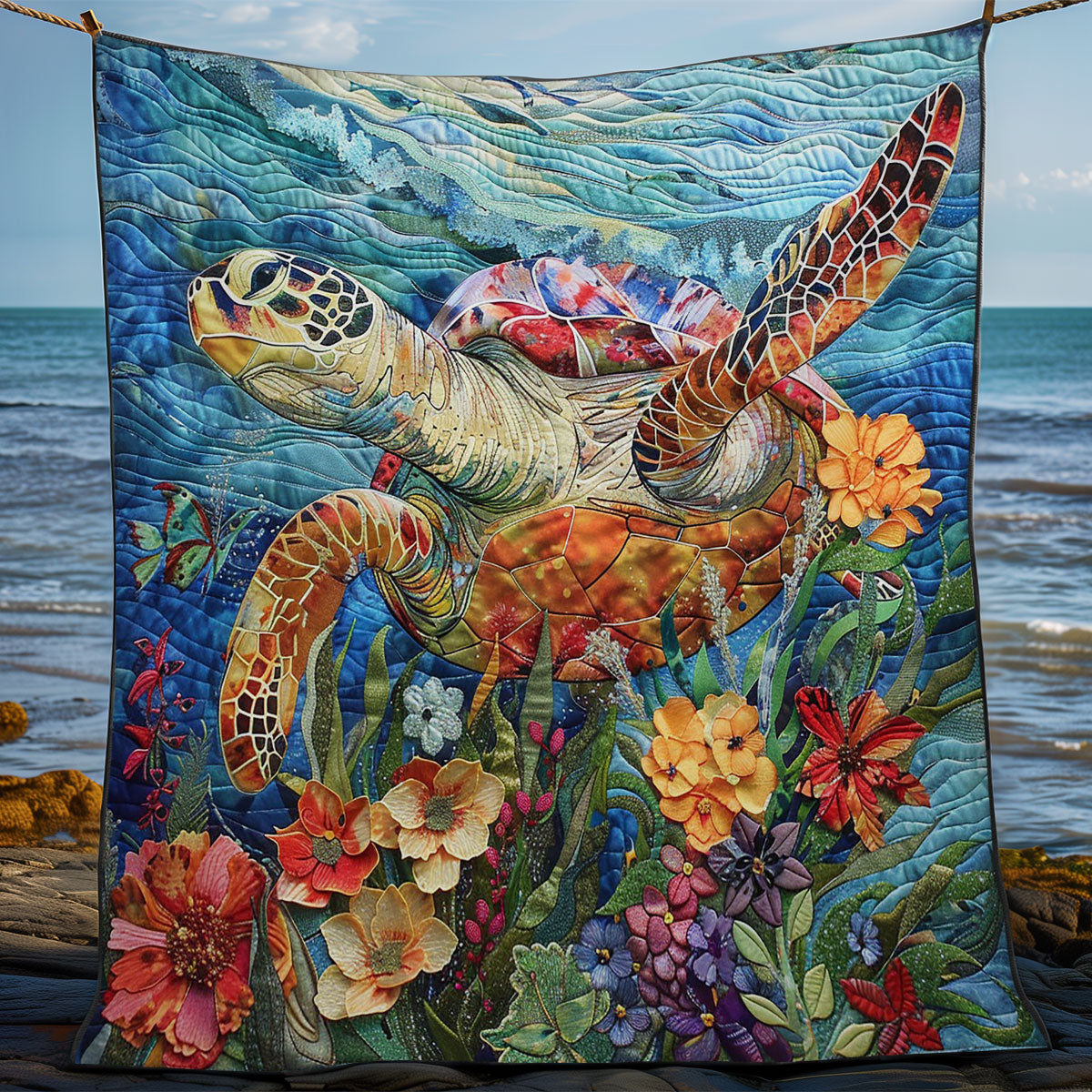 Floral Shell Turtle WM0509025CL Quilt