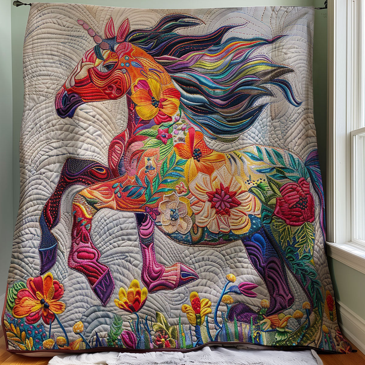 Florals Horse WM1408002CL Quilt