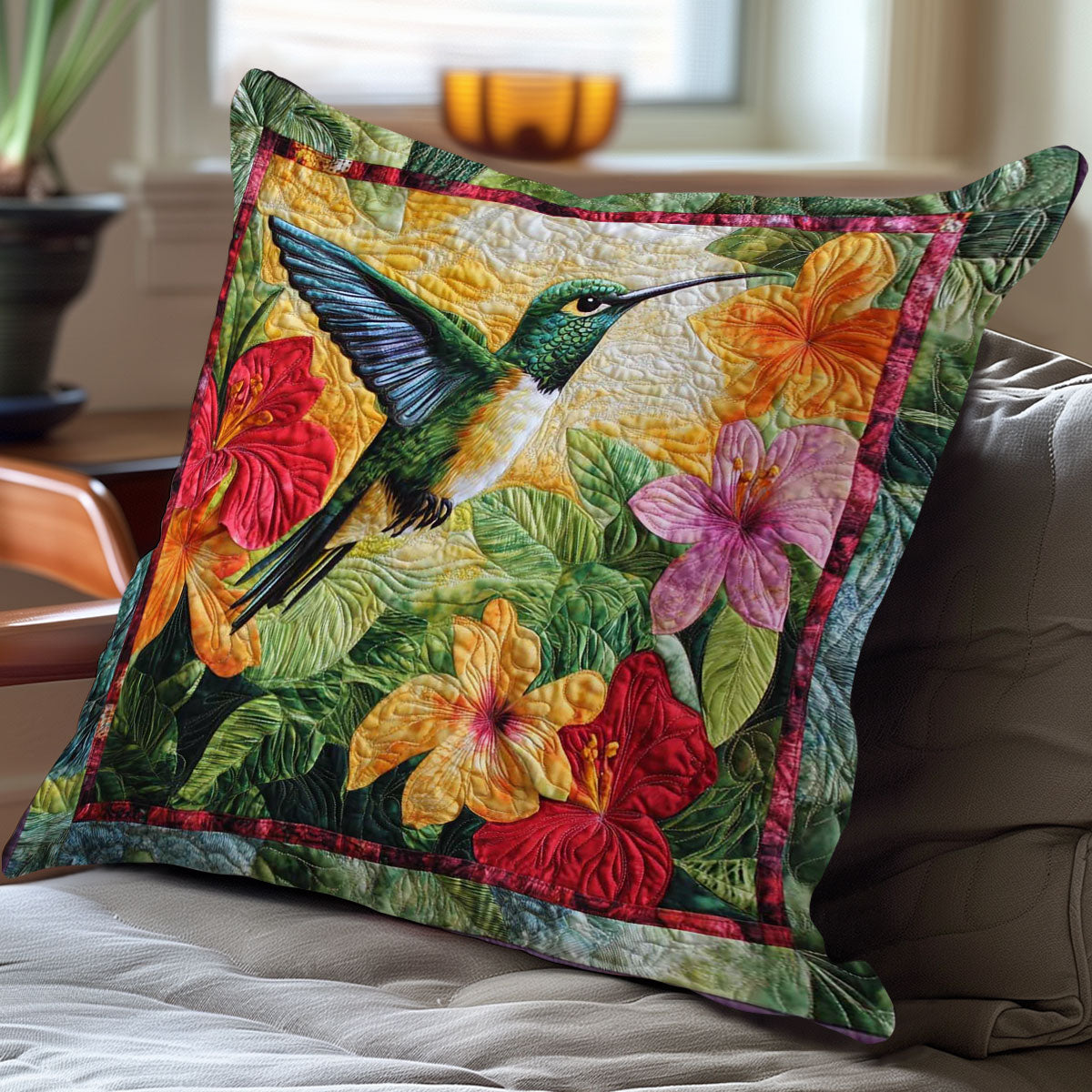 Flowers And Hummingbird WN0208076CL Quilt Pillow Case