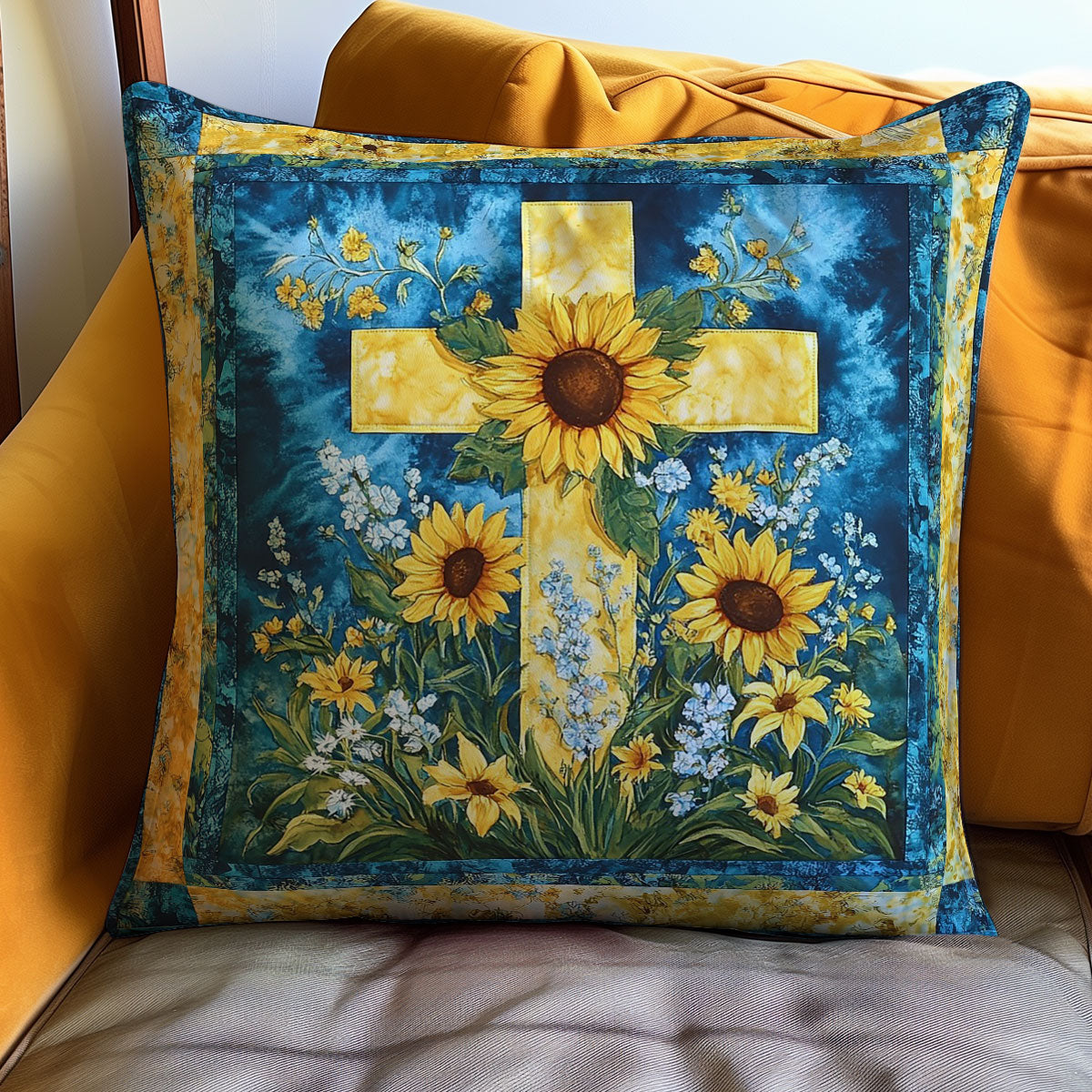 Flowers Cross WM0508109CL Quilt Pillow Case