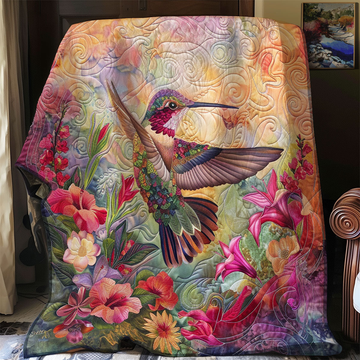 Flowers Hummingbird SR1908004CL Quilt