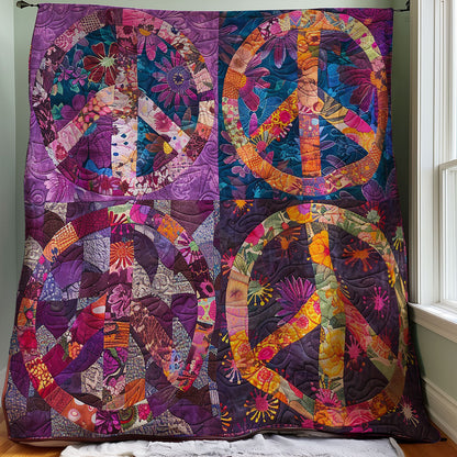 Four Peace Sign Hippie WM1508030CL Quilt