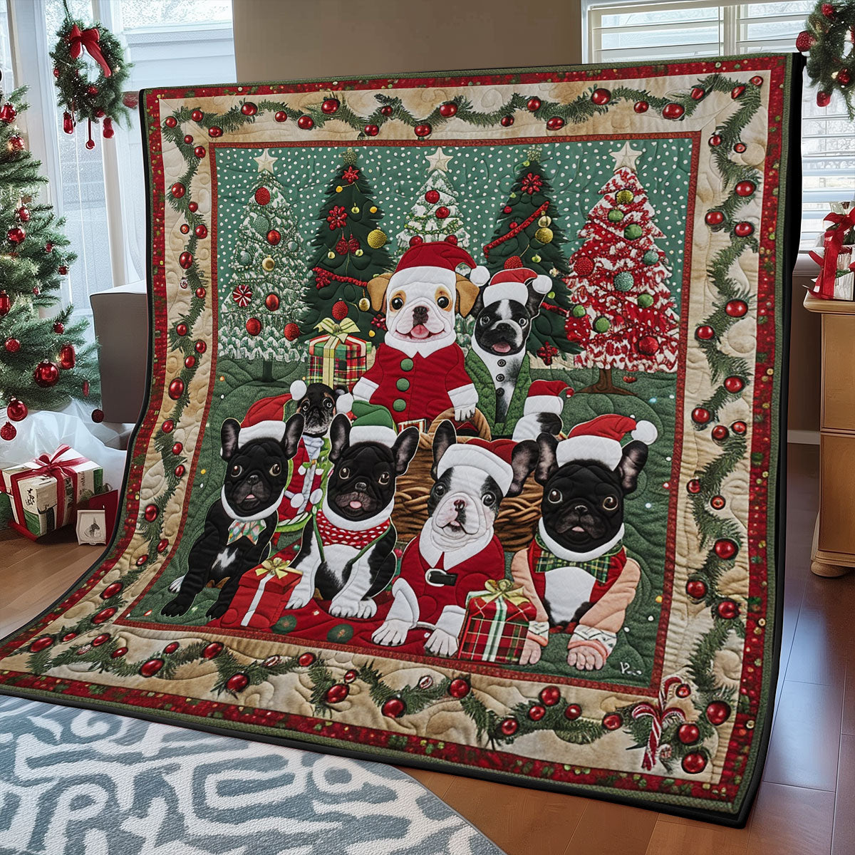 French Bulldog Family SR2008028CL Quilt