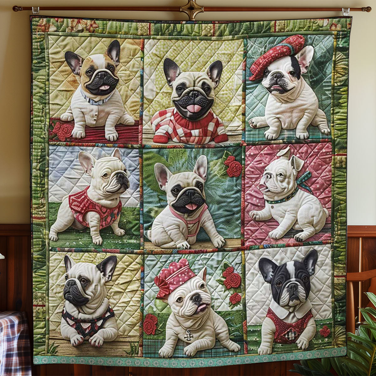 French Bulldogs Lively WN1209033CL Quilt