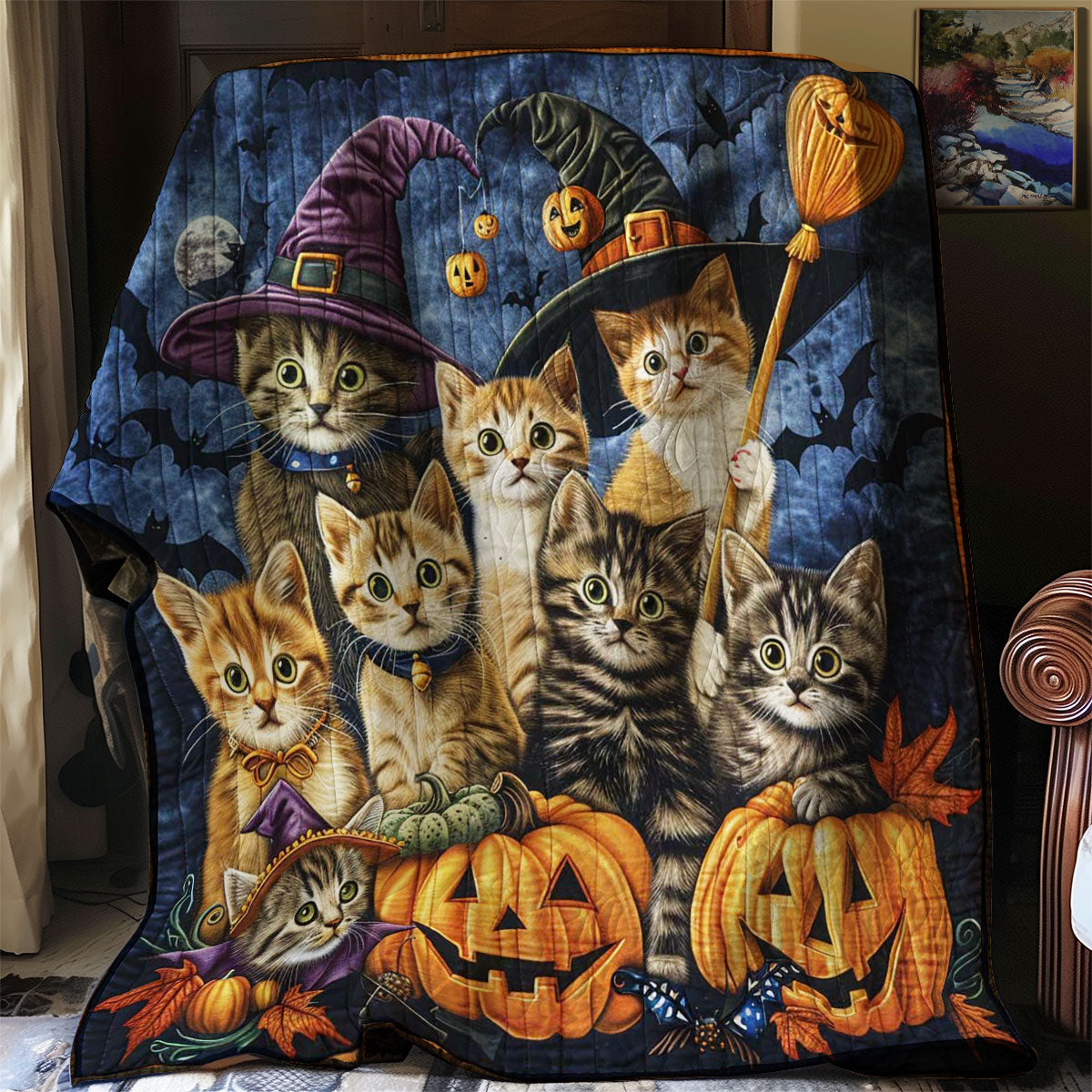 Ghostly Cats Parade WN2608016CL Quilt