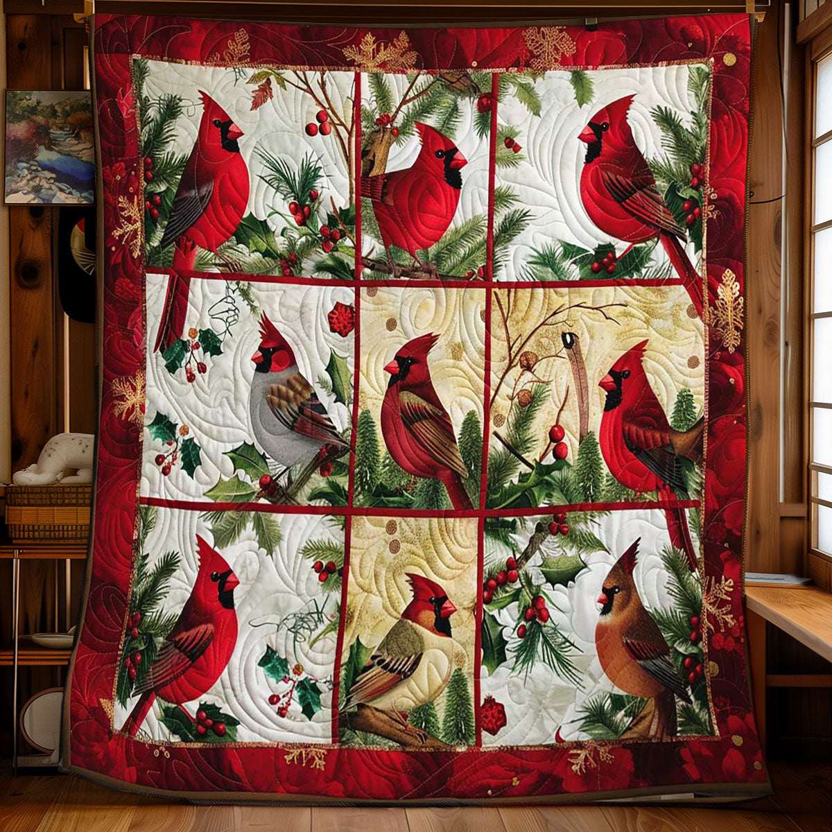 Glistening Cardinal Festive Throw WN1008085CL Quilt