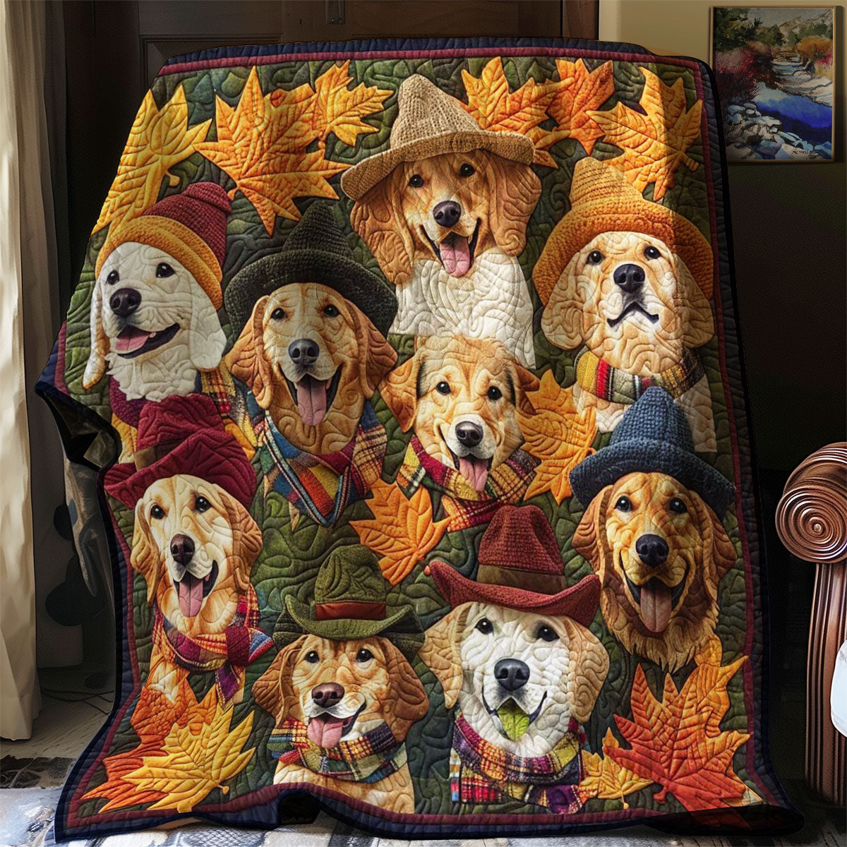 Golden Dogs Autumn Charm WN2708013CL Quilt