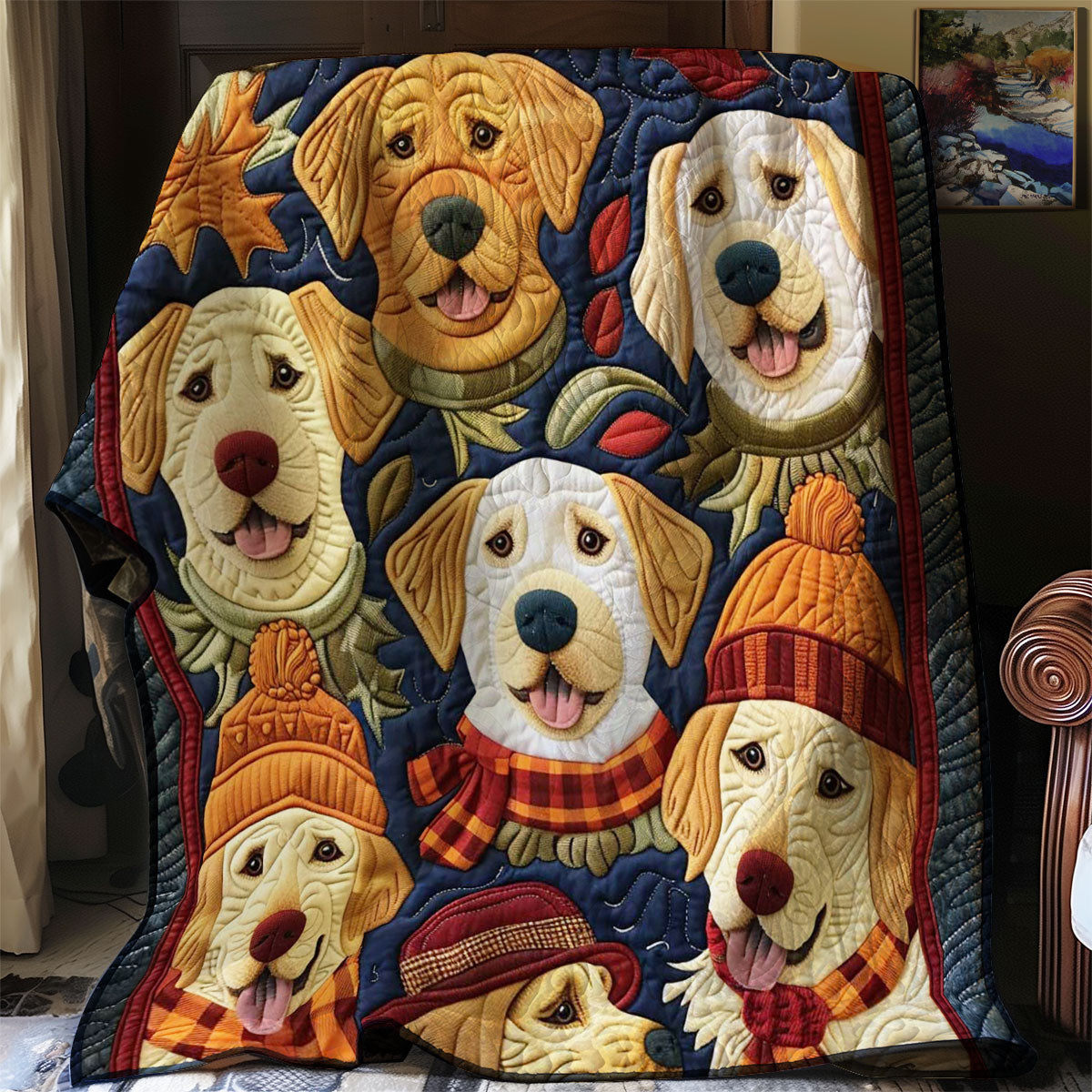 Golden Dogs In Autumn Splendor WN2708020CL Quilt