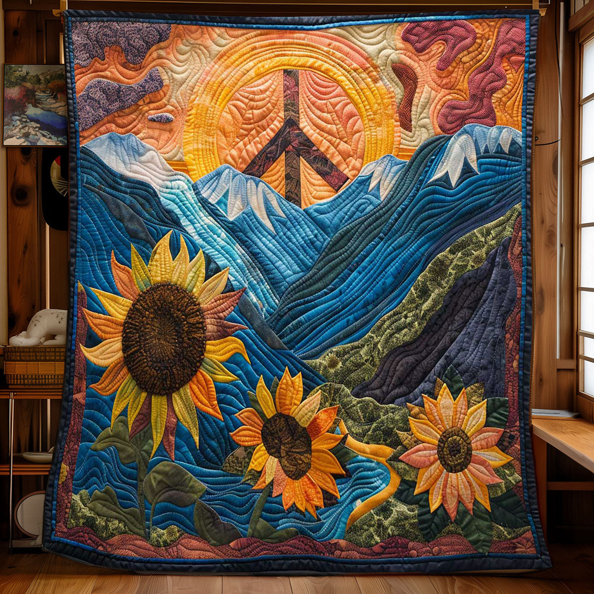 Groovy Peace & Sunflowers WN1008044CL Quilt